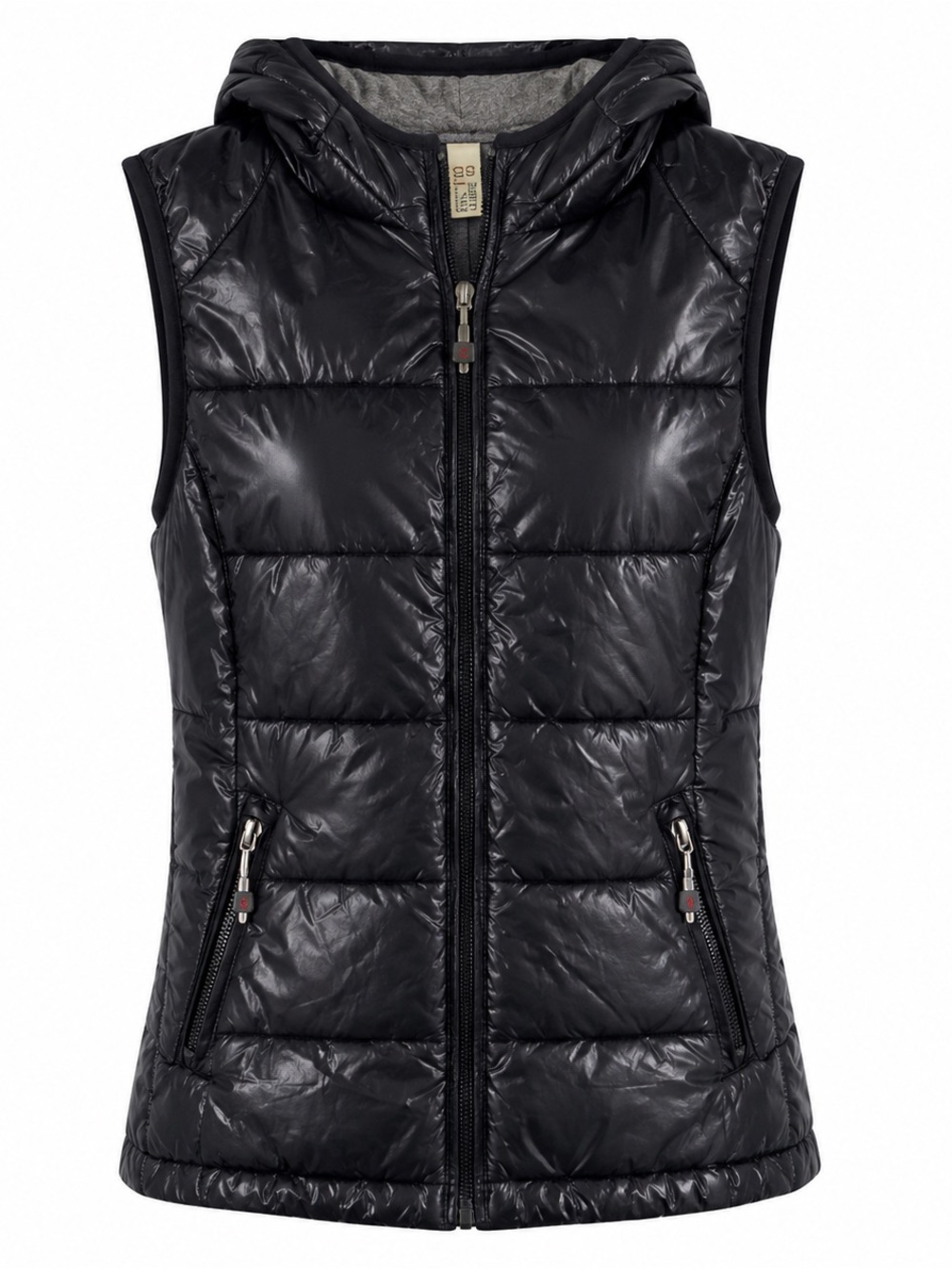 Tangerine Black Hooded Puffer Vest Womens S Lightweight Polyester Quilted Design